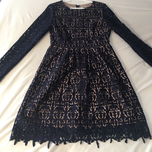A navy lace patterned dress - Picture 1 of 3